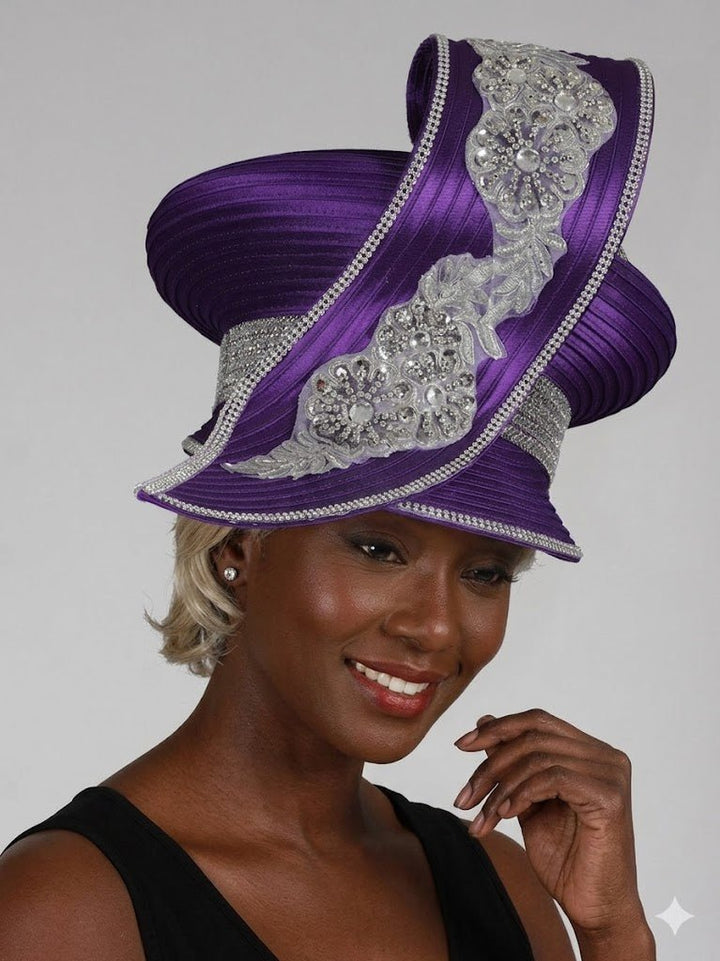 Oversize Pillbox Hat w/ Embroidery, Beads&Stones - Especially Yours