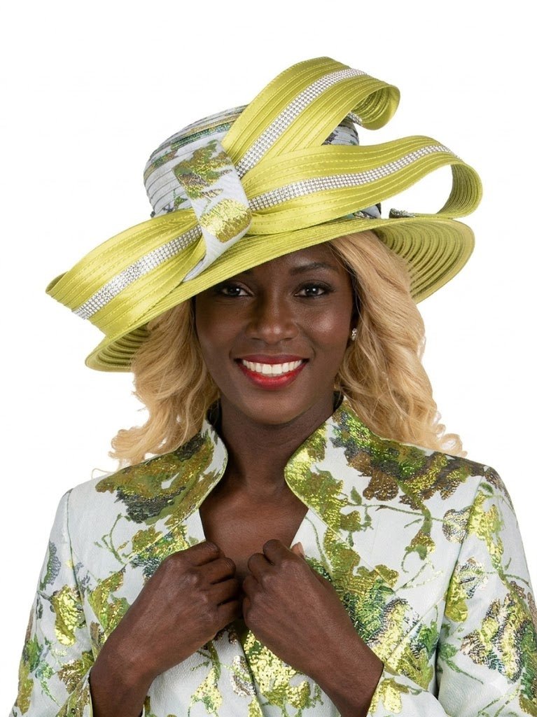 Luxury Olive Metallic Floral Detail Statement Hat - Especially Yours
