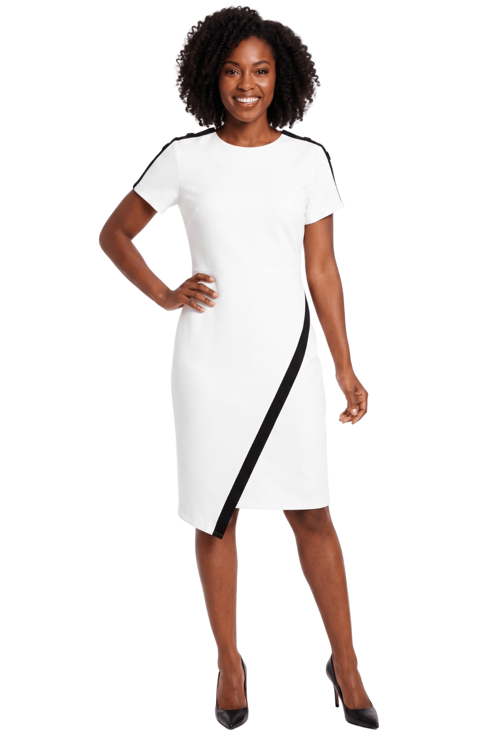 Colorblock Trim Sheath Dress by Divine Apparel - Especially Yours