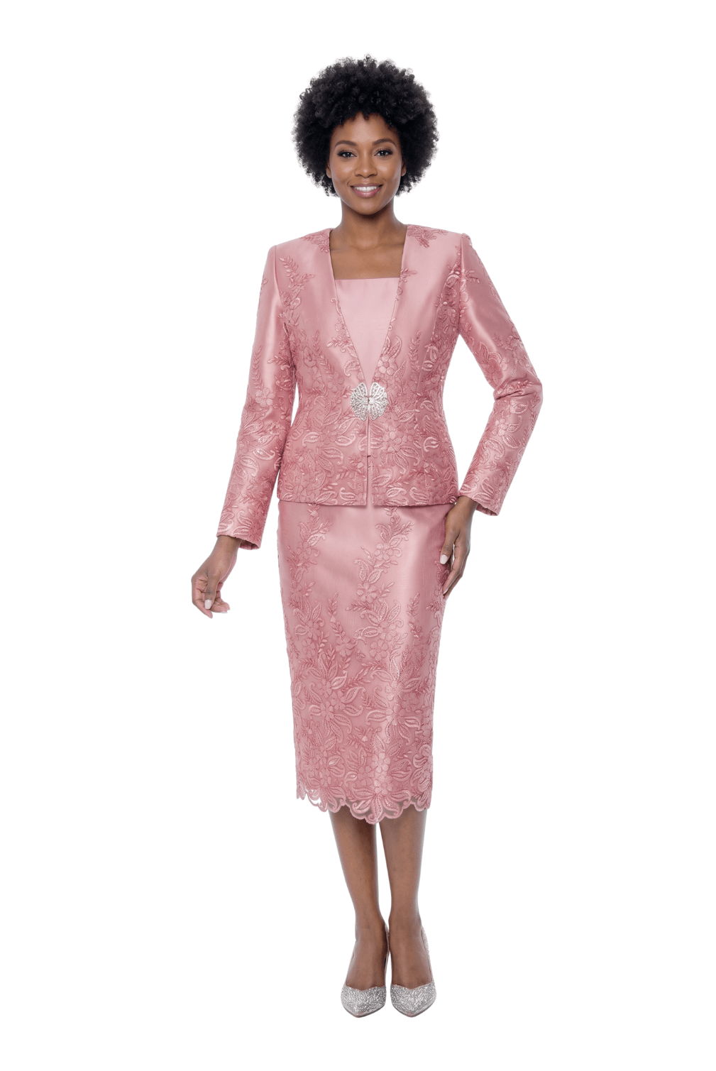 Embroidered Lace Skirt Suit by Terramina - Especially Yours