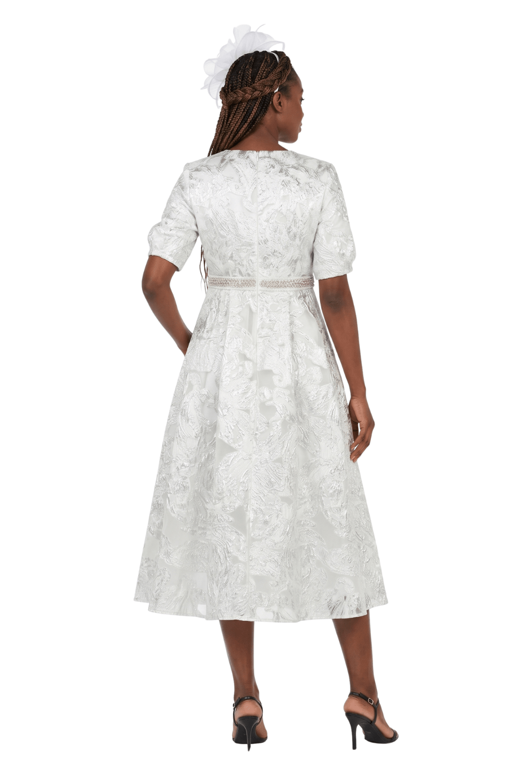 Puff Short Slv Jqd A - line Drs w/ Waist Detail - Especially Yours