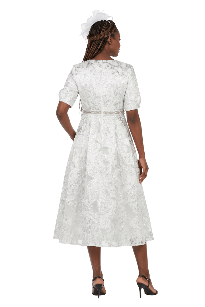 Puff Short Slv Jqd A - line Drs w/ Waist Detail - Plus - Especially Yours