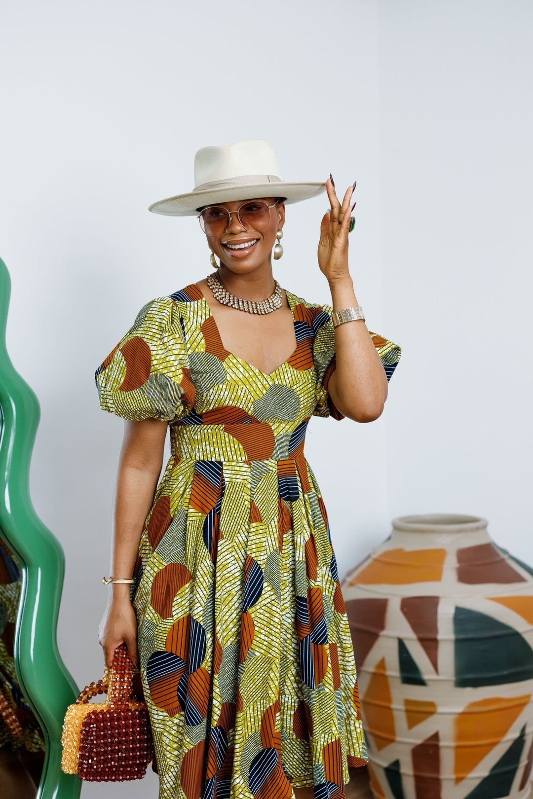 TARAJI AFRICAN PRINT PUFF SLEEVE DRESS - Especially Yours