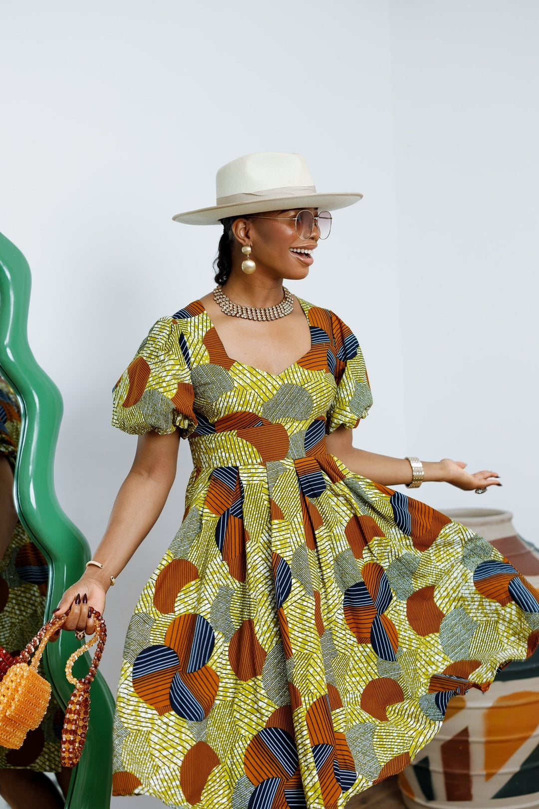 TARAJI AFRICAN PRINT PUFF SLEEVE DRESS - Especially Yours