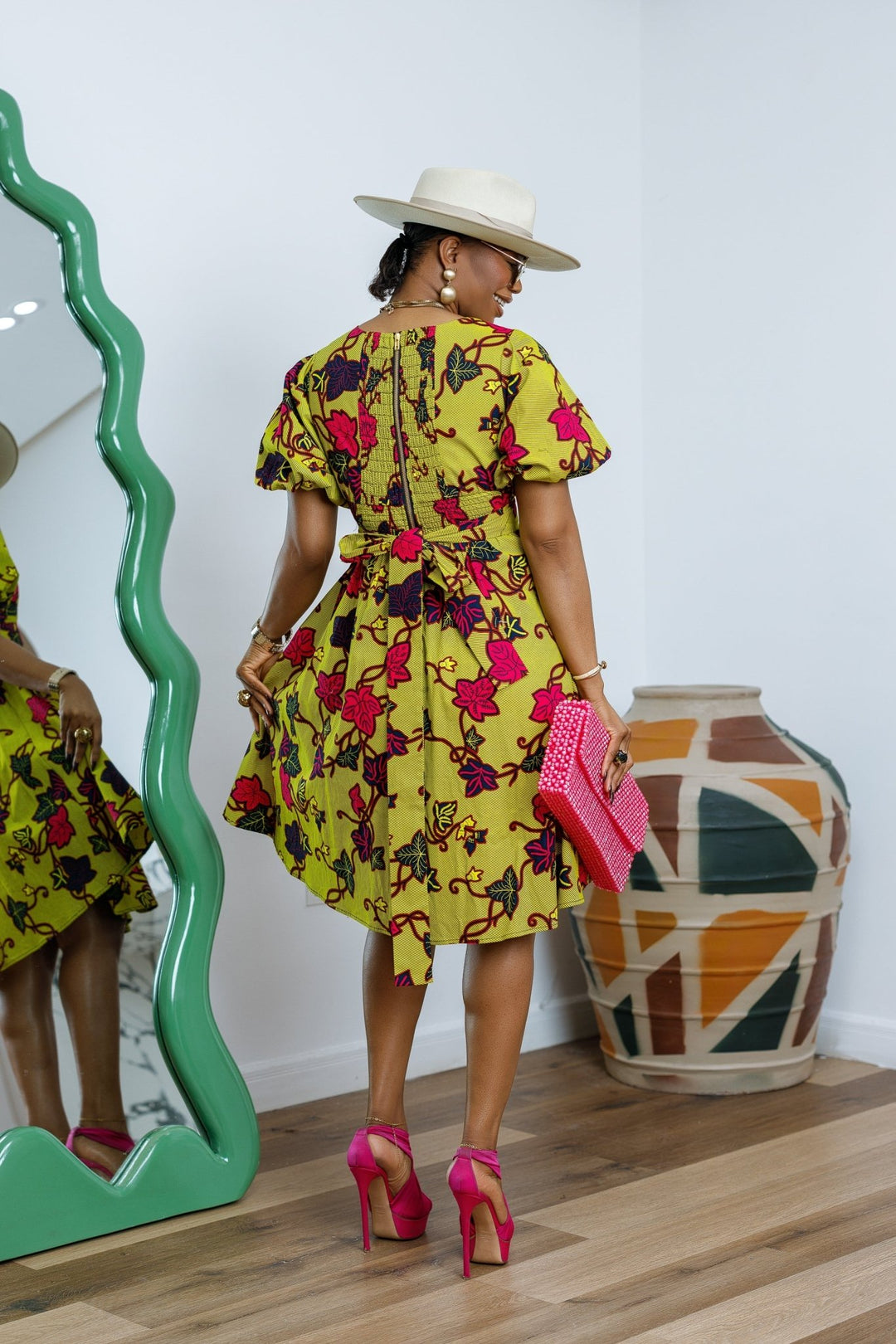 TARAJI AFRICAN PRINT PUFF SLEEVE DRESS [MULTICOLOR] - Especially Yours