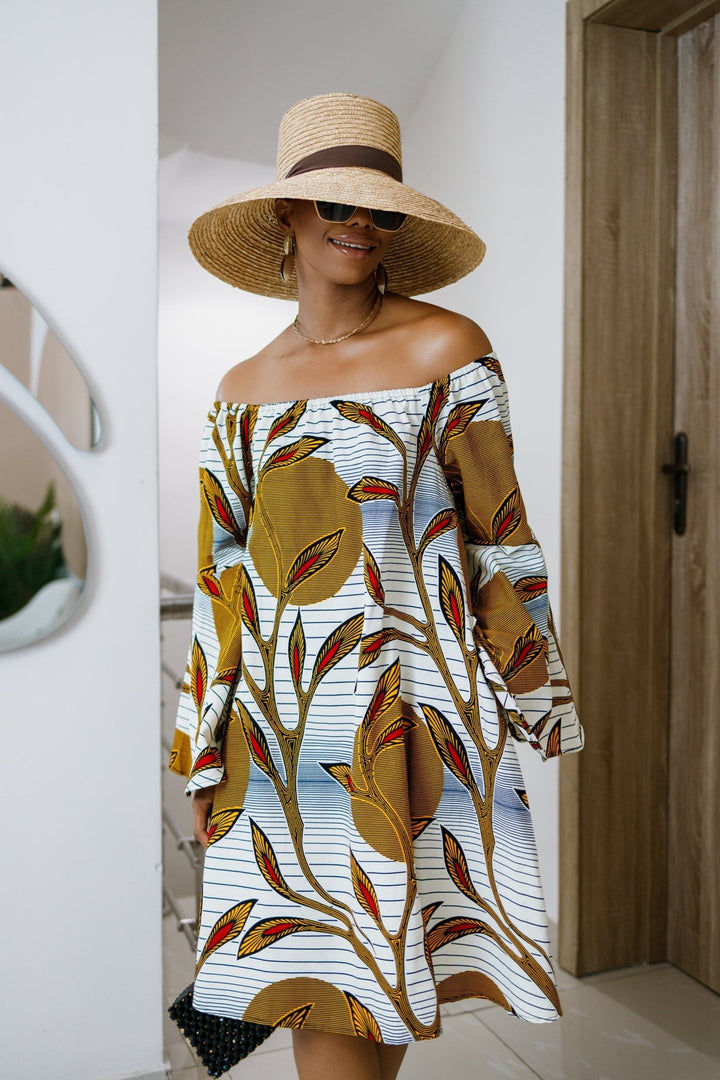 TIYE AFRICAN PRINT OFF SHOULDER DRESS - Especially Yours