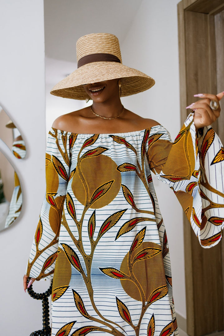 TIYE AFRICAN PRINT OFF SHOULDER DRESS - Especially Yours