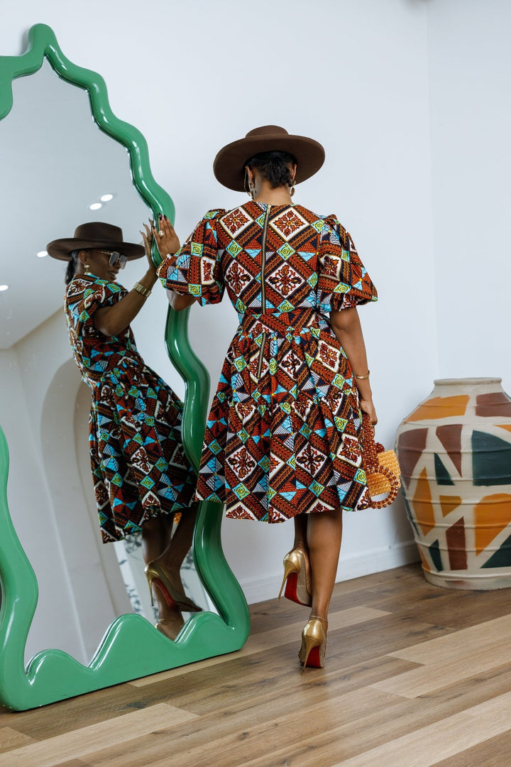 BUNMI AFRICAN PRINT MIDI DRESS [MULTICOLOR] - Especially Yours