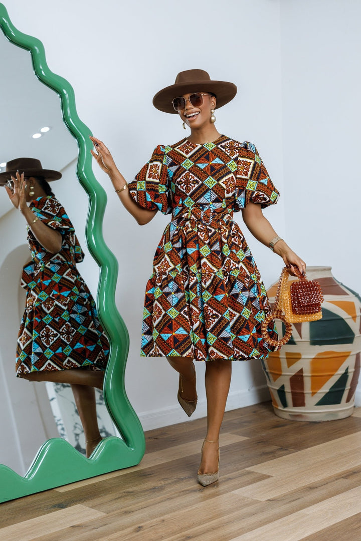 BUNMI AFRICAN PRINT MIDI DRESS [MULTICOLOR] - Especially Yours