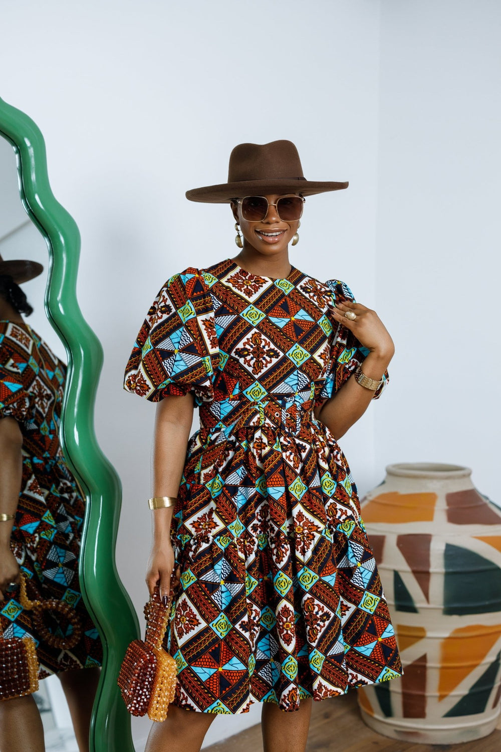 BUNMI AFRICAN PRINT MIDI DRESS [MULTICOLOR] - Especially Yours