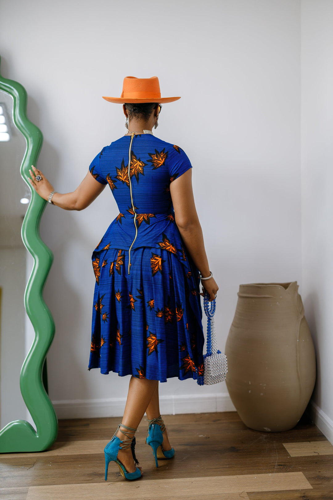 ADESEWA AFRICAN PRINT PEPLUM MIDI DRESS [