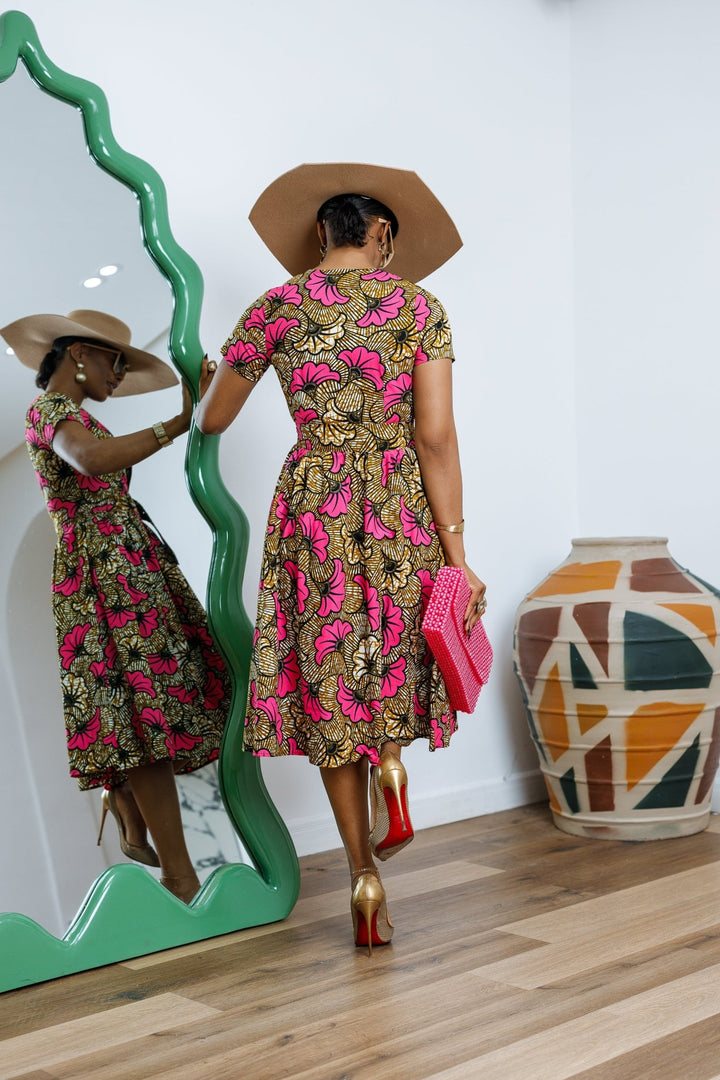 AYI AFRICAN PRINT ZIP MIDI DRESS [PINK] - Especially Yours