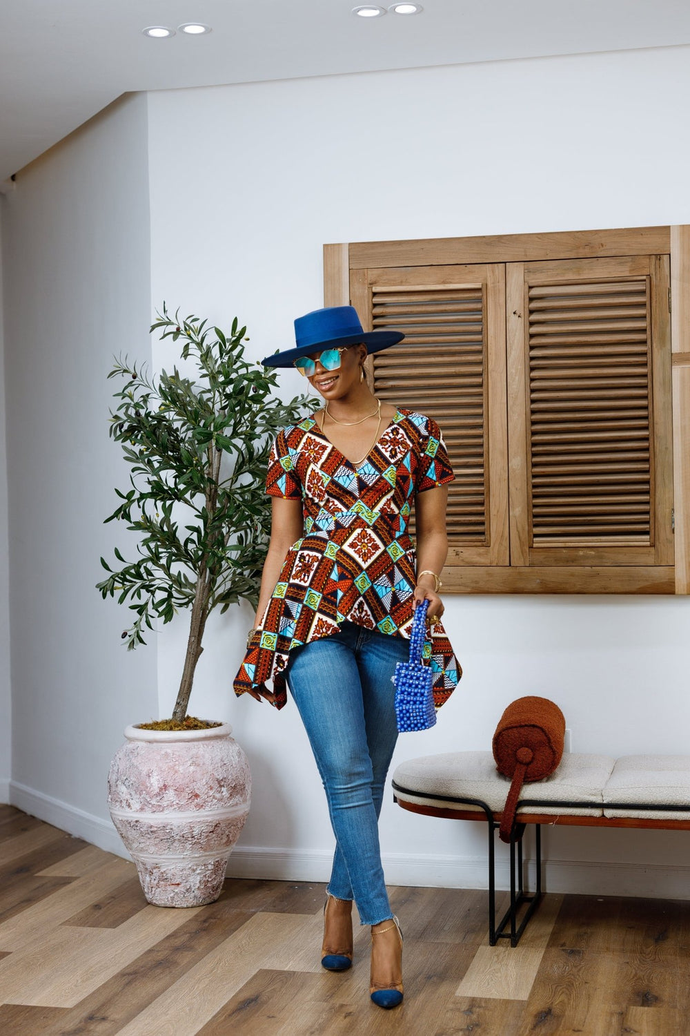 EBUN AFRICAN PRINT ASYMMETRIC PEPLUM TOP - Especially Yours