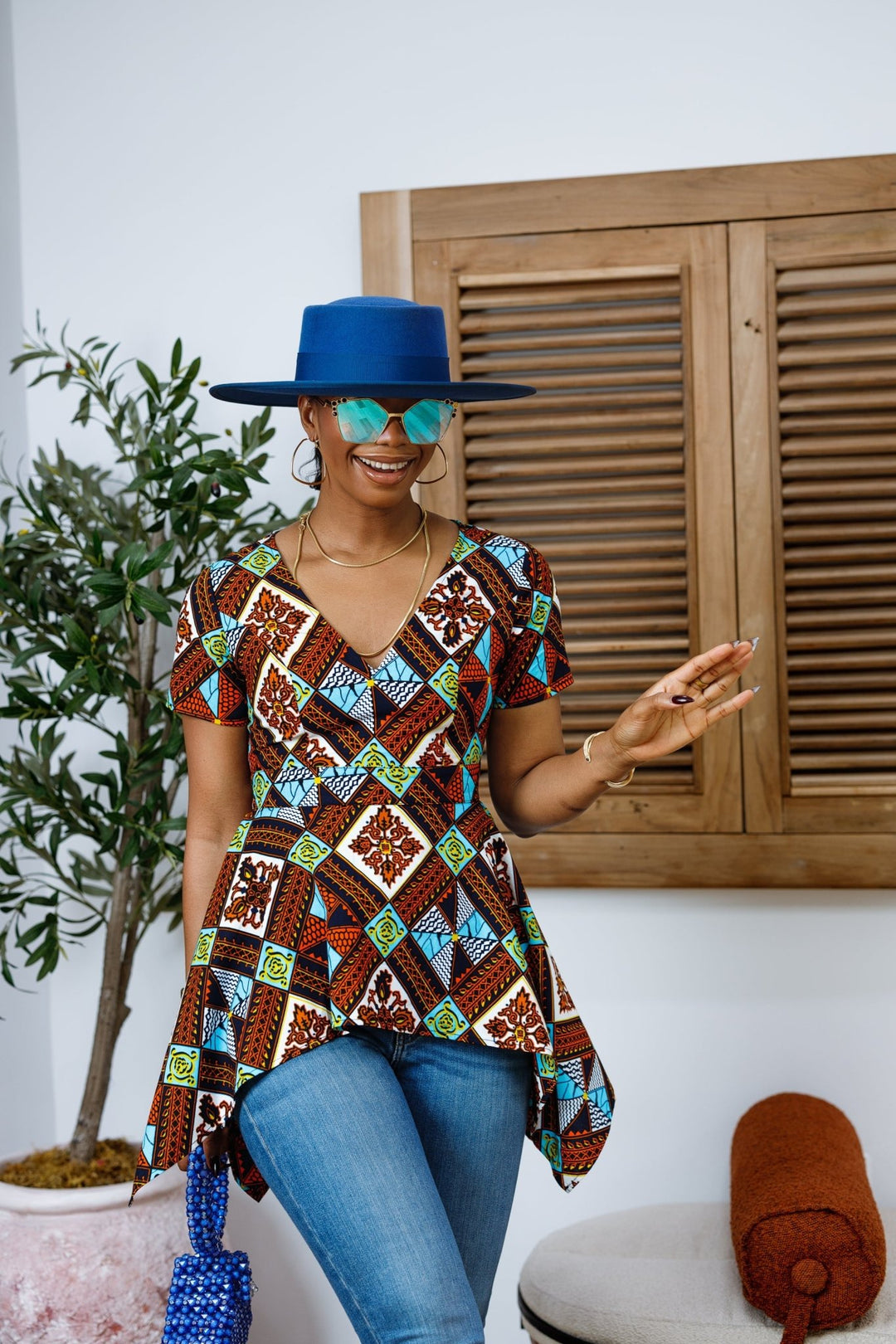 EBUN AFRICAN PRINT ASYMMETRIC PEPLUM TOP - Especially Yours