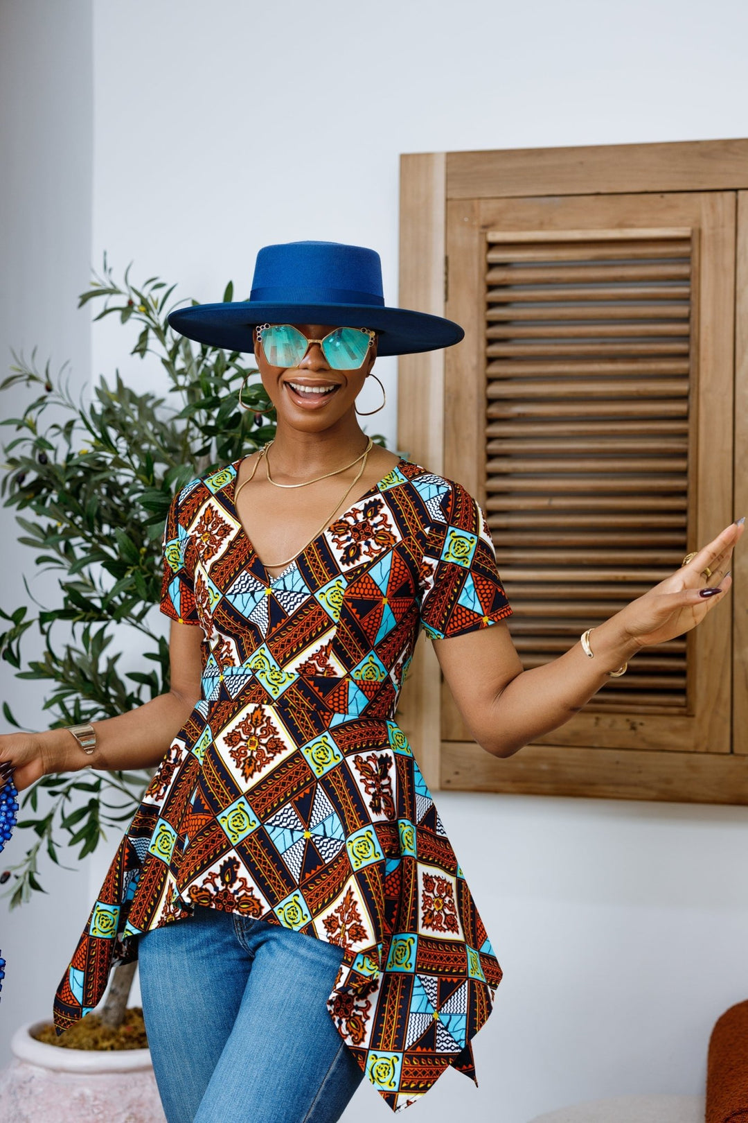 EBUN AFRICAN PRINT ASYMMETRIC PEPLUM TOP - Especially Yours