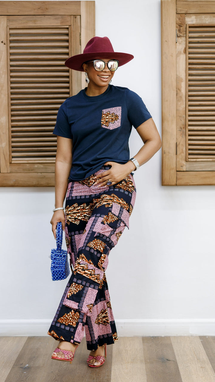 NKEM AFRICAN PRINT CARGO PANTS AND T-SHIRT SET