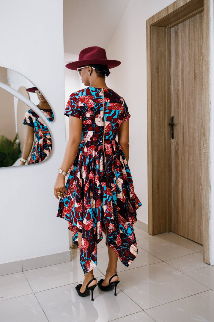 KARIMAH AFRICAN PRINT HANDKERCHIEF HEM DRESS - Especially Yours