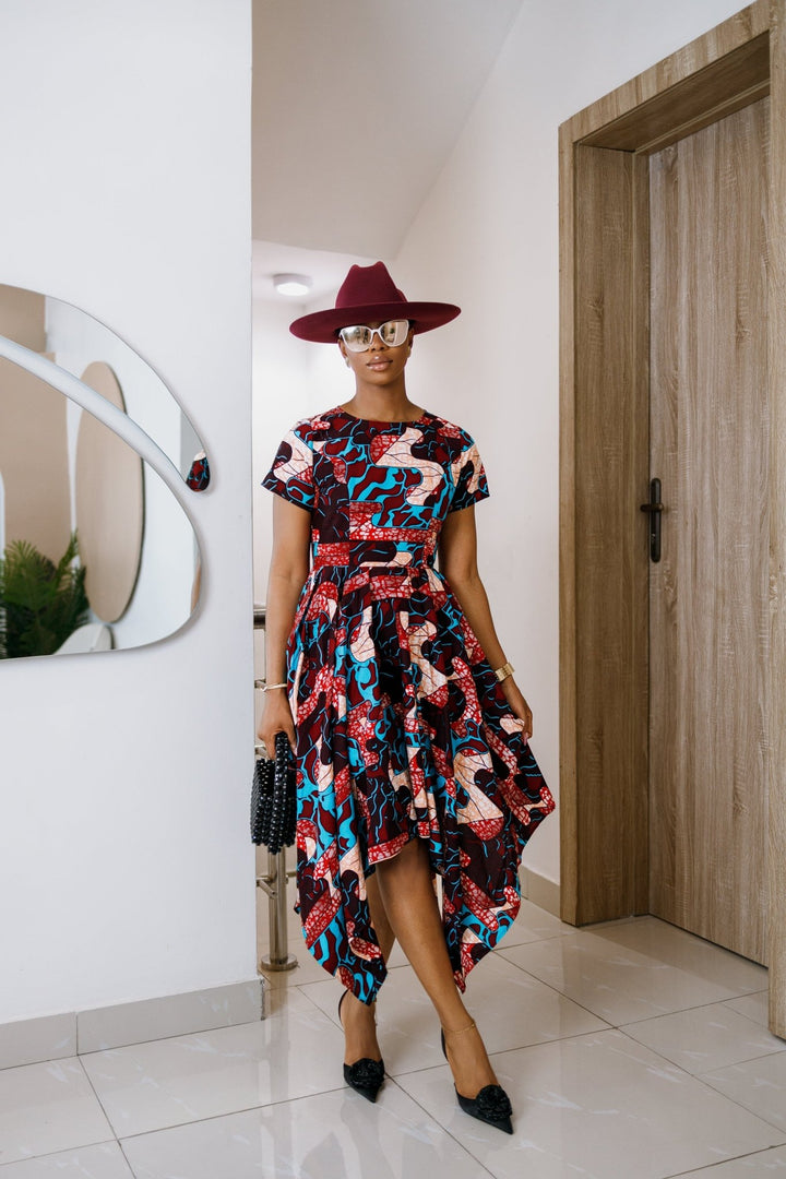 KARIMAH AFRICAN PRINT HANDKERCHIEF HEM DRESS - Especially Yours