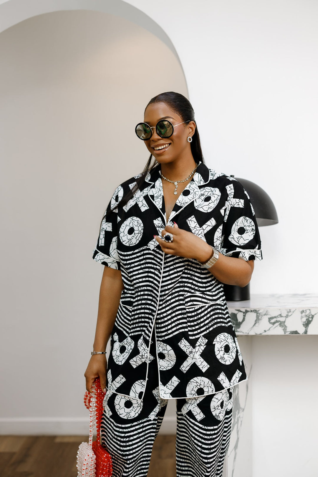 LARA AFRICAN PRINT SHIRT SET [BLACK] - Especially Yours