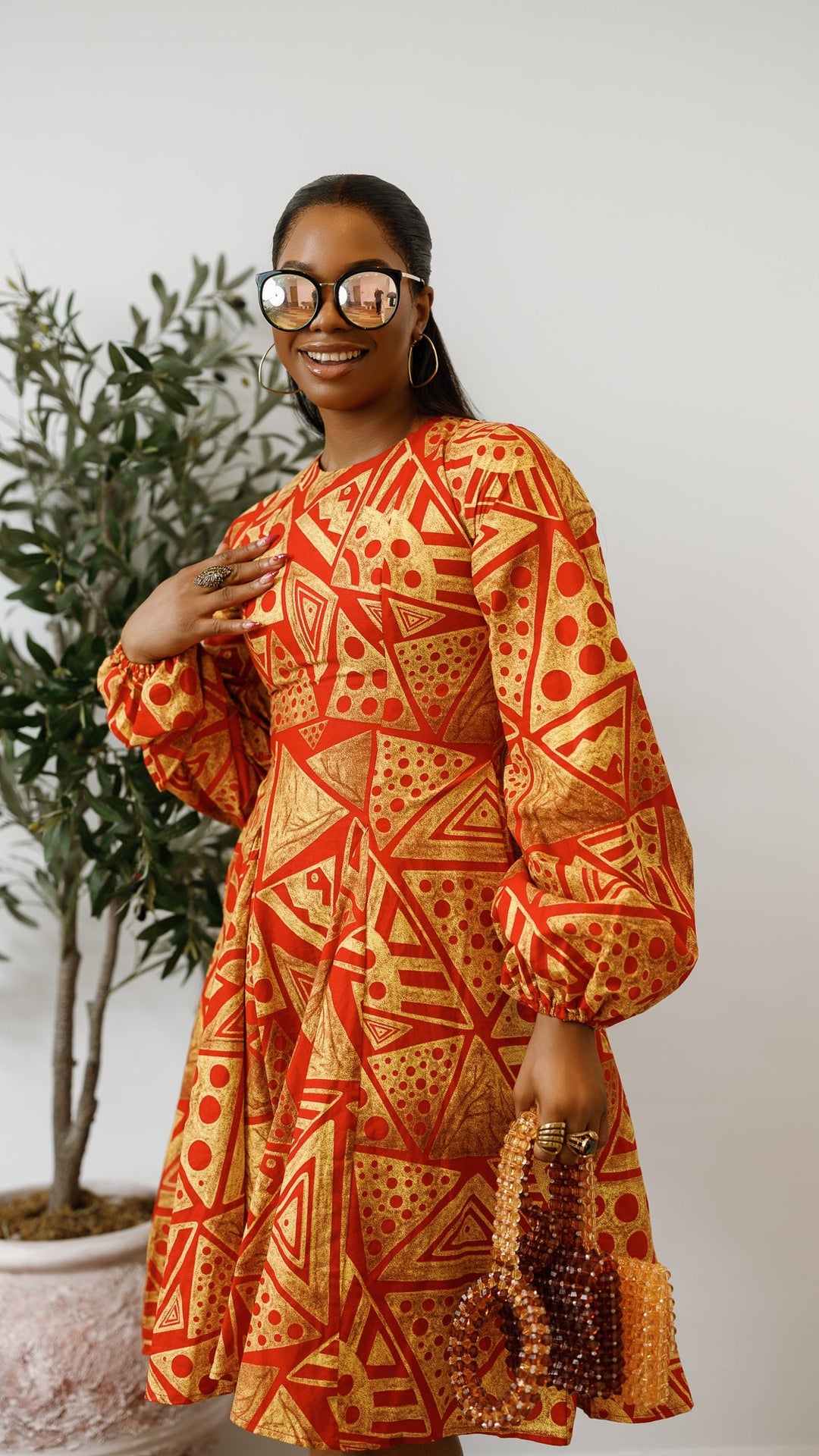 TITI AFRICAN PRINT PUFF SLEEVE DRESS
