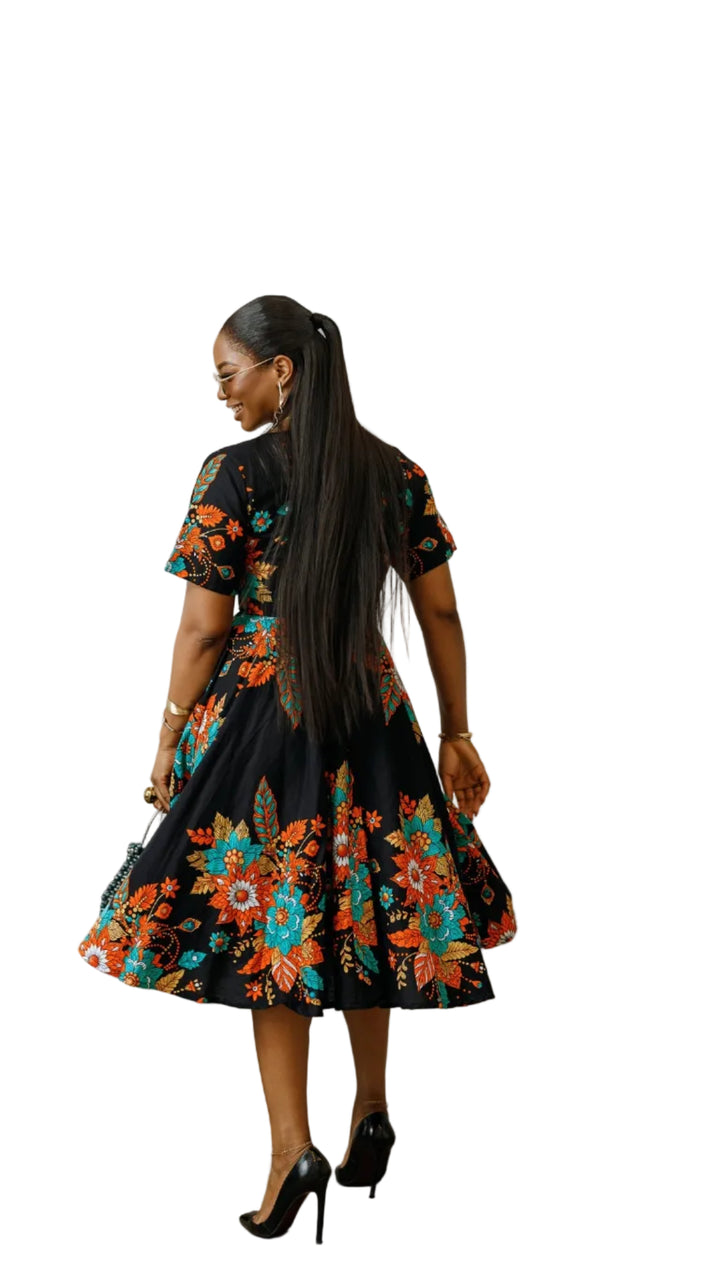 LOLADE AFRICAN PRINT FLORAL DRESS [FLORAL] - Especially Yours