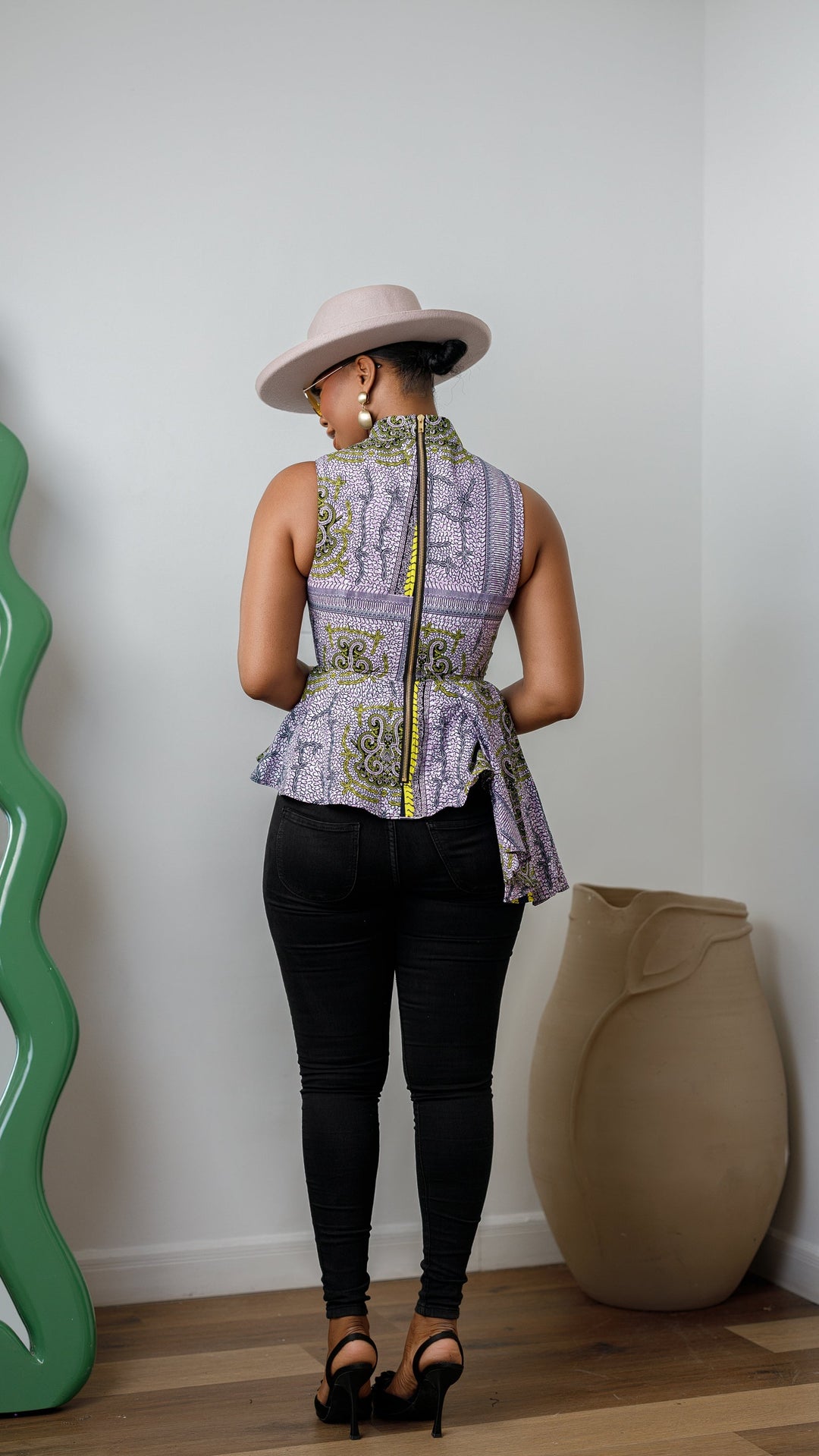 MEENA AFRICAN PRINT ASYMMETRIC TOP [PURPLE]