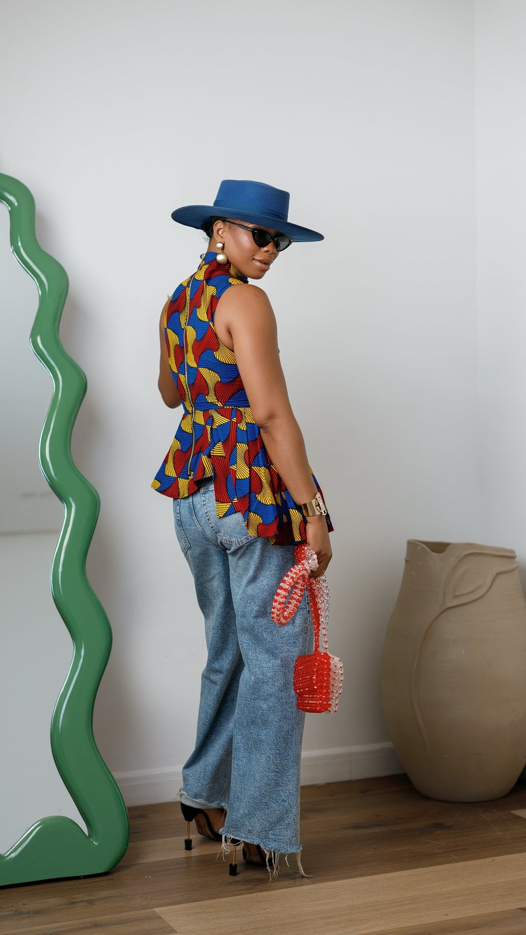 MEENA AFRICAN PRINT ASYMMETRIC TOP [MULTICOLOR]