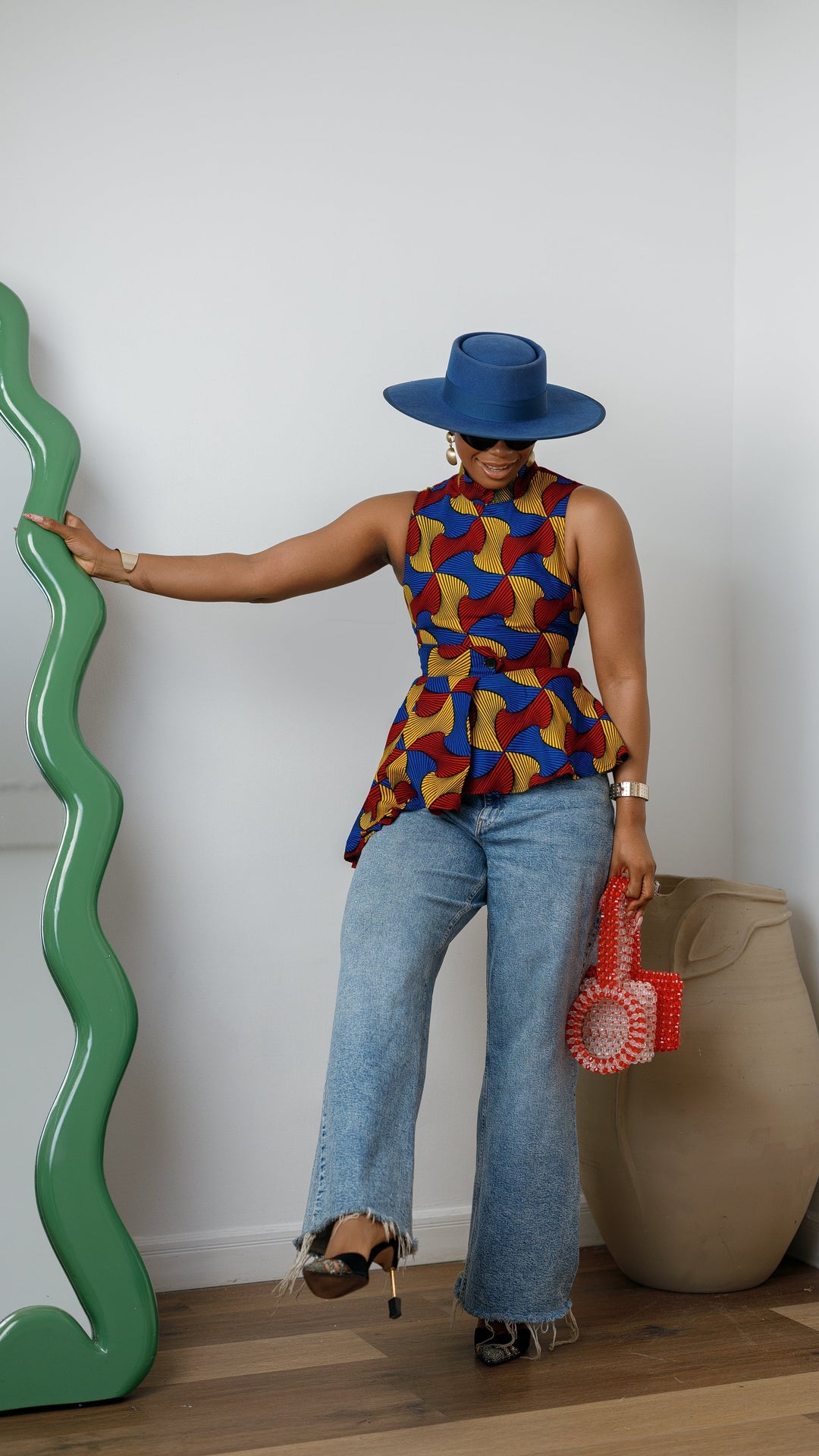 MEENA AFRICAN PRINT ASYMMETRIC TOP [MULTICOLOR]