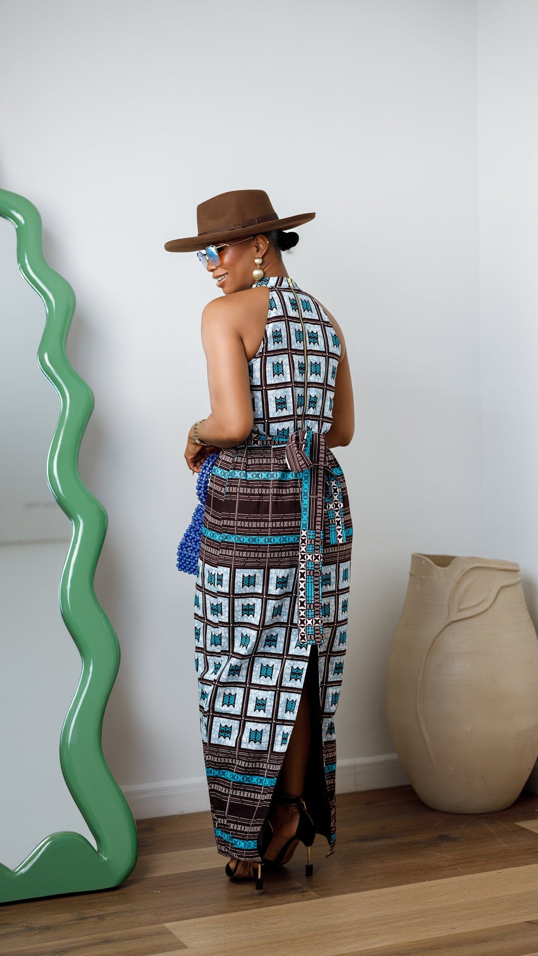 RONKE AFRICAN PRINT SLEEVELESS  MAXI DRESS
