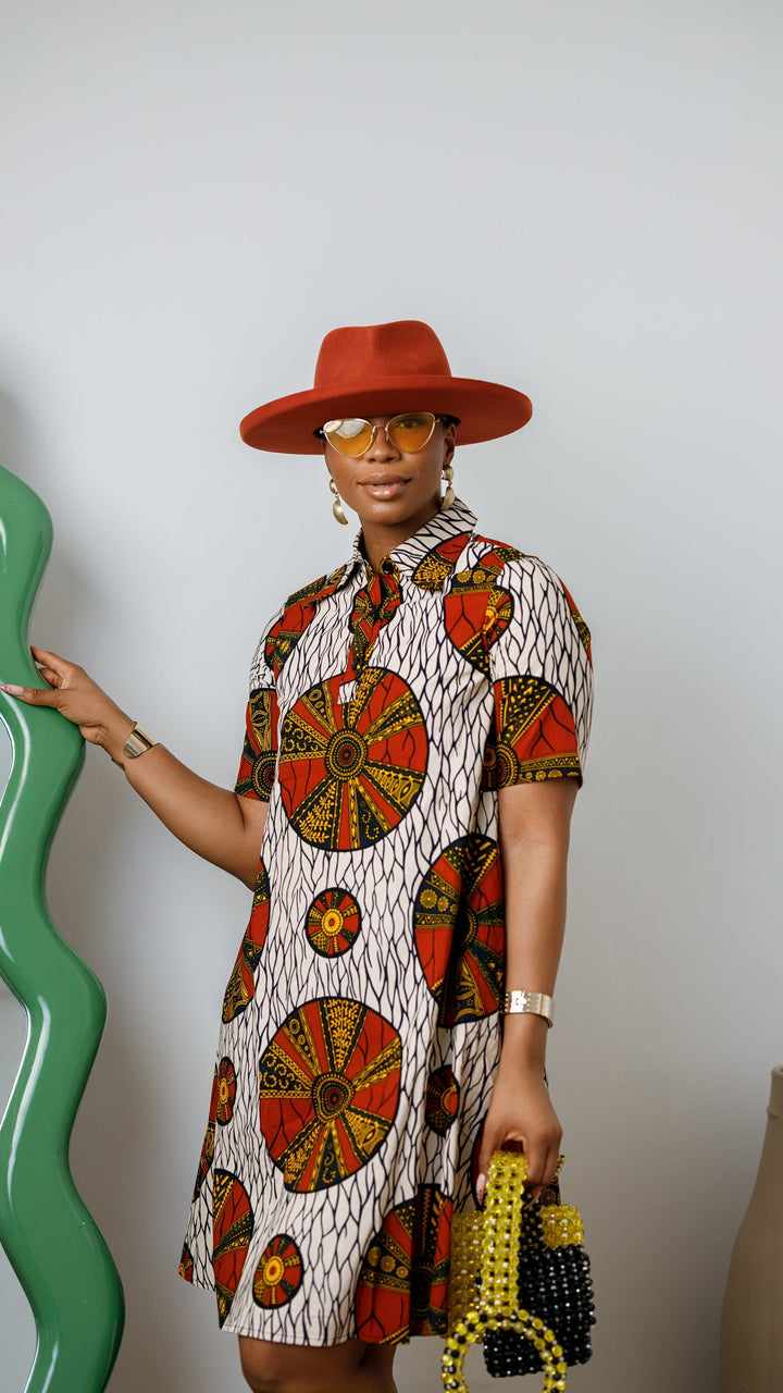 JADE AFRICAN PRINT SHIRT DRESS