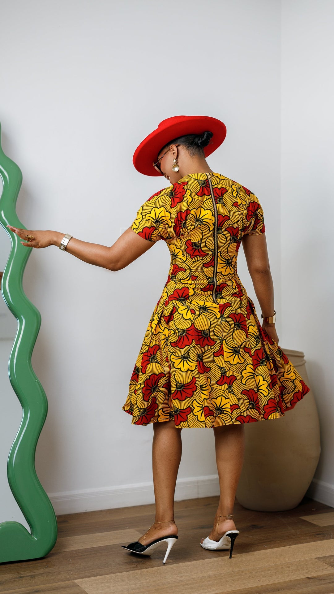 AMARA AFRICAN PRINT FIT AND FLARE MIDI DRESS [MULTICOLOR]