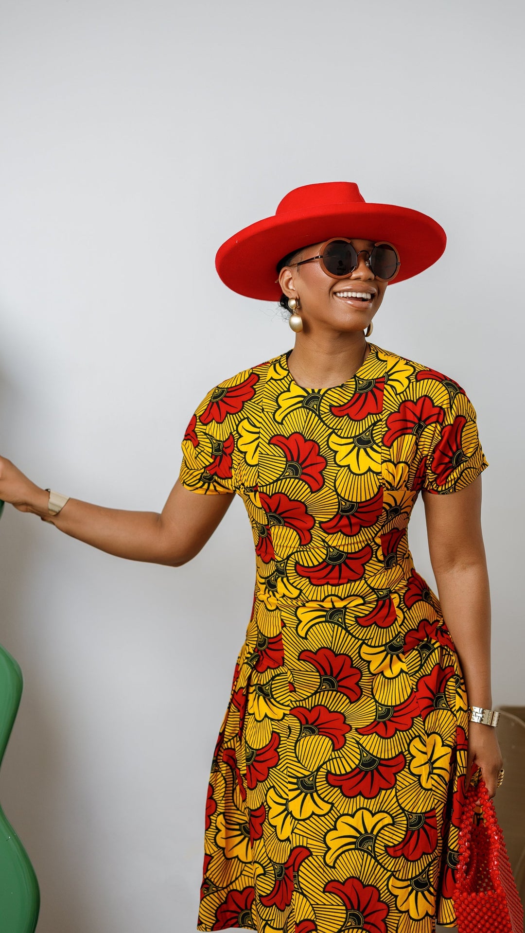 AMARA AFRICAN PRINT FIT AND FLARE MIDI DRESS [MULTICOLOR]