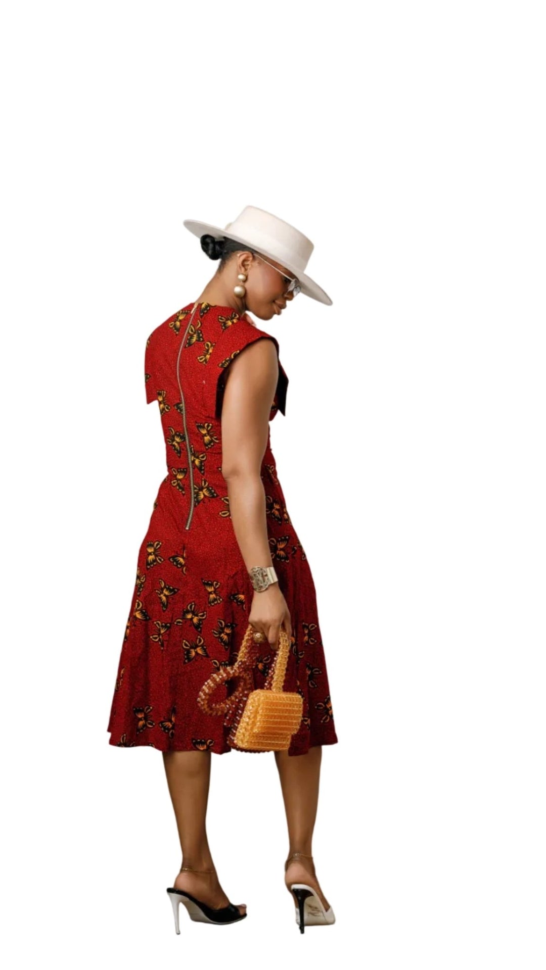 RAISA AFRICAN PRINT SLEEVELESS MIDI DRESS [RED] - Especially Yours
