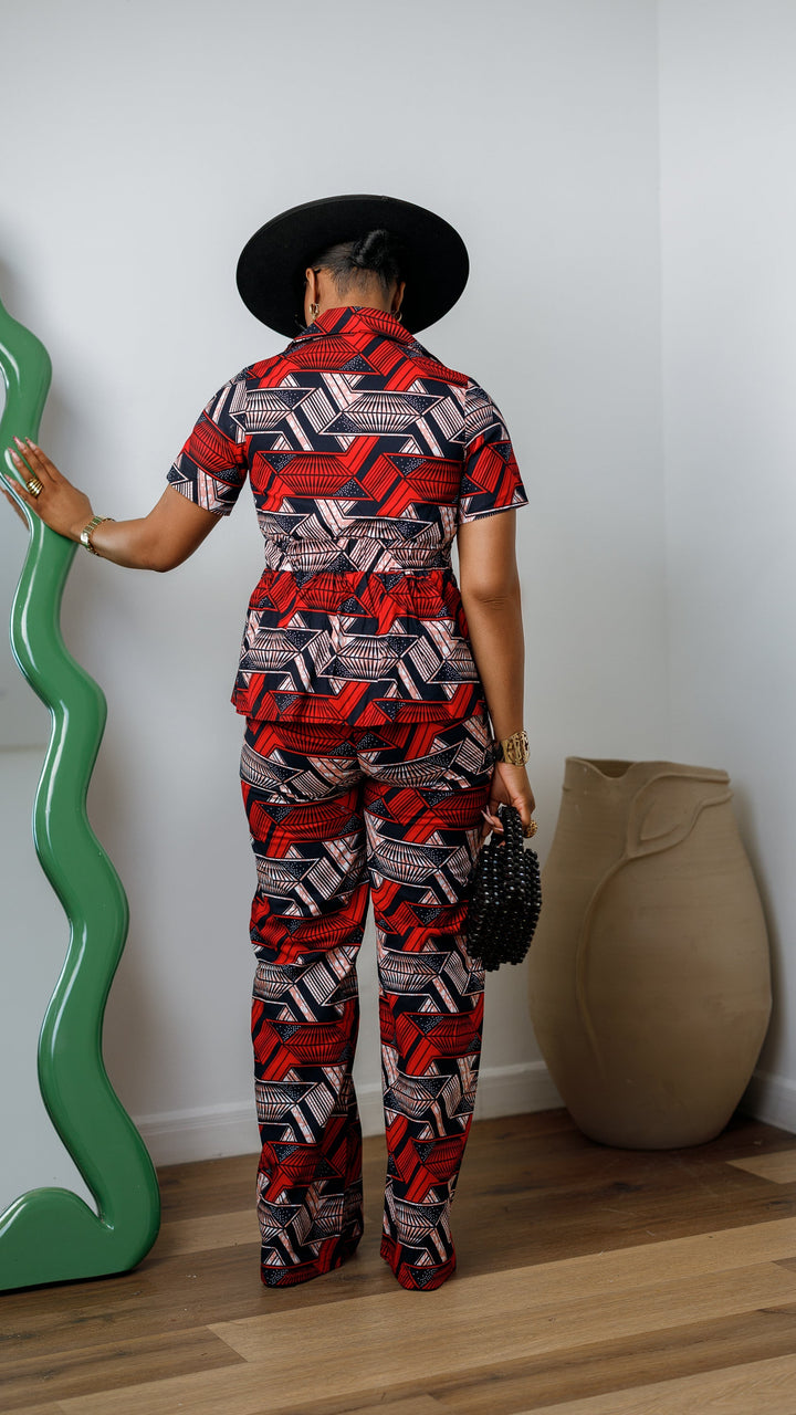 KIKI AFRICAN PRINT SHORT SLEEVE BLAZER PANT SET