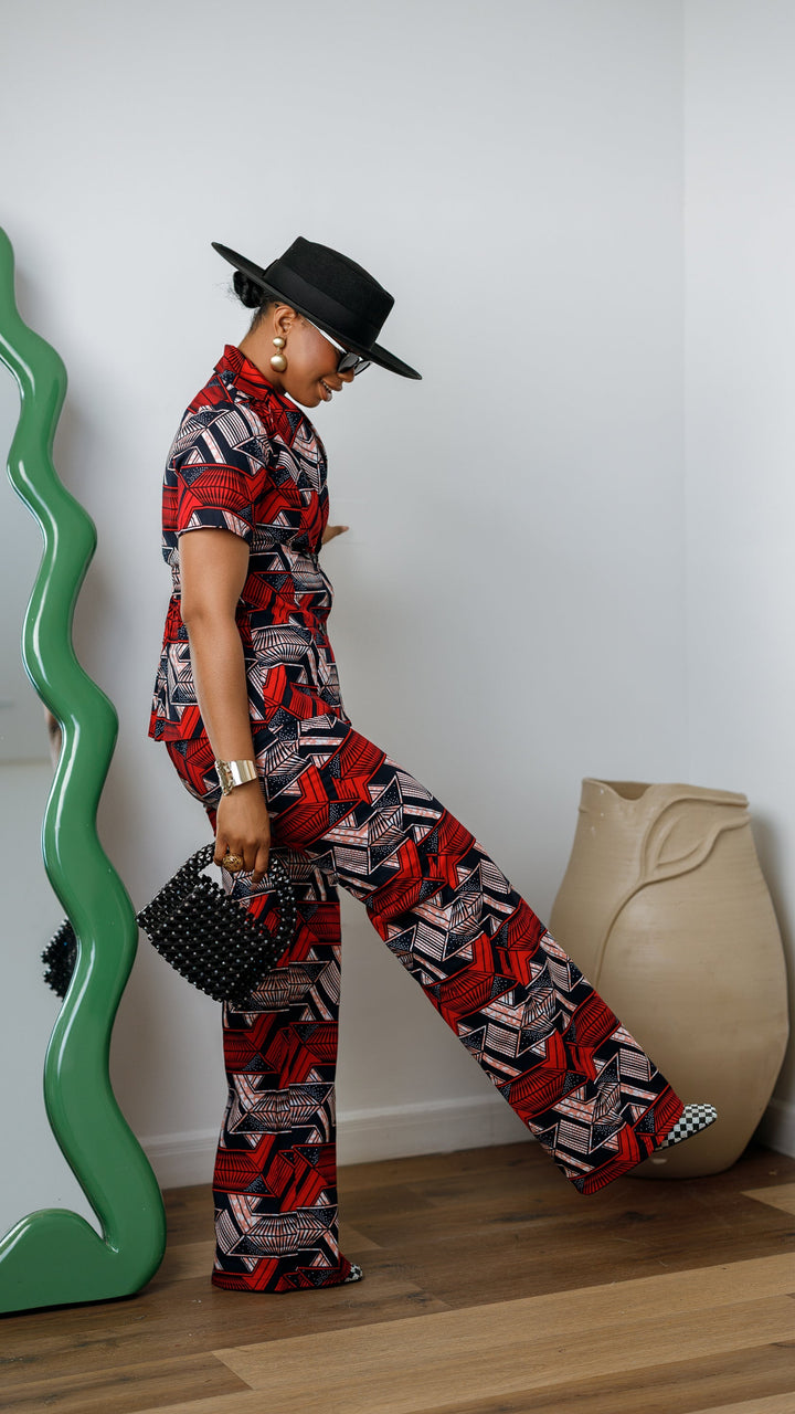 KIKI AFRICAN PRINT SHORT SLEEVE BLAZER PANT SET