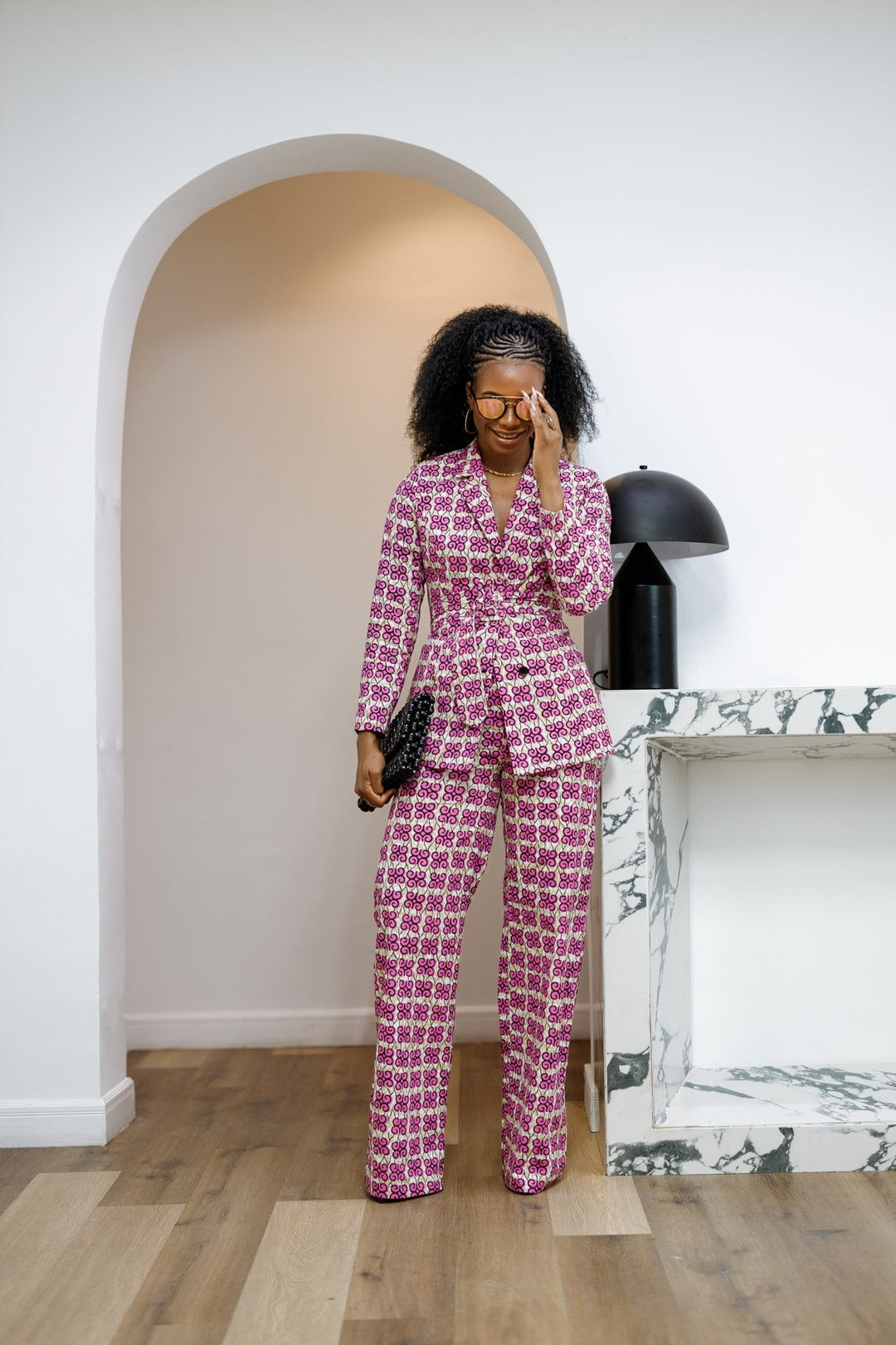 ZYLA AFRICAN PRINT TWO PIECE SUIT SET [PINK] - Especially Yours
