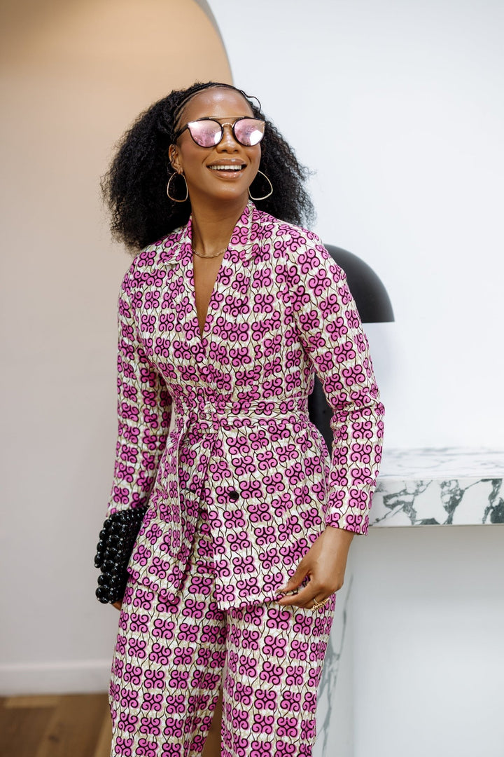 ZYLA AFRICAN PRINT TWO PIECE SUIT SET [PINK] - Especially Yours
