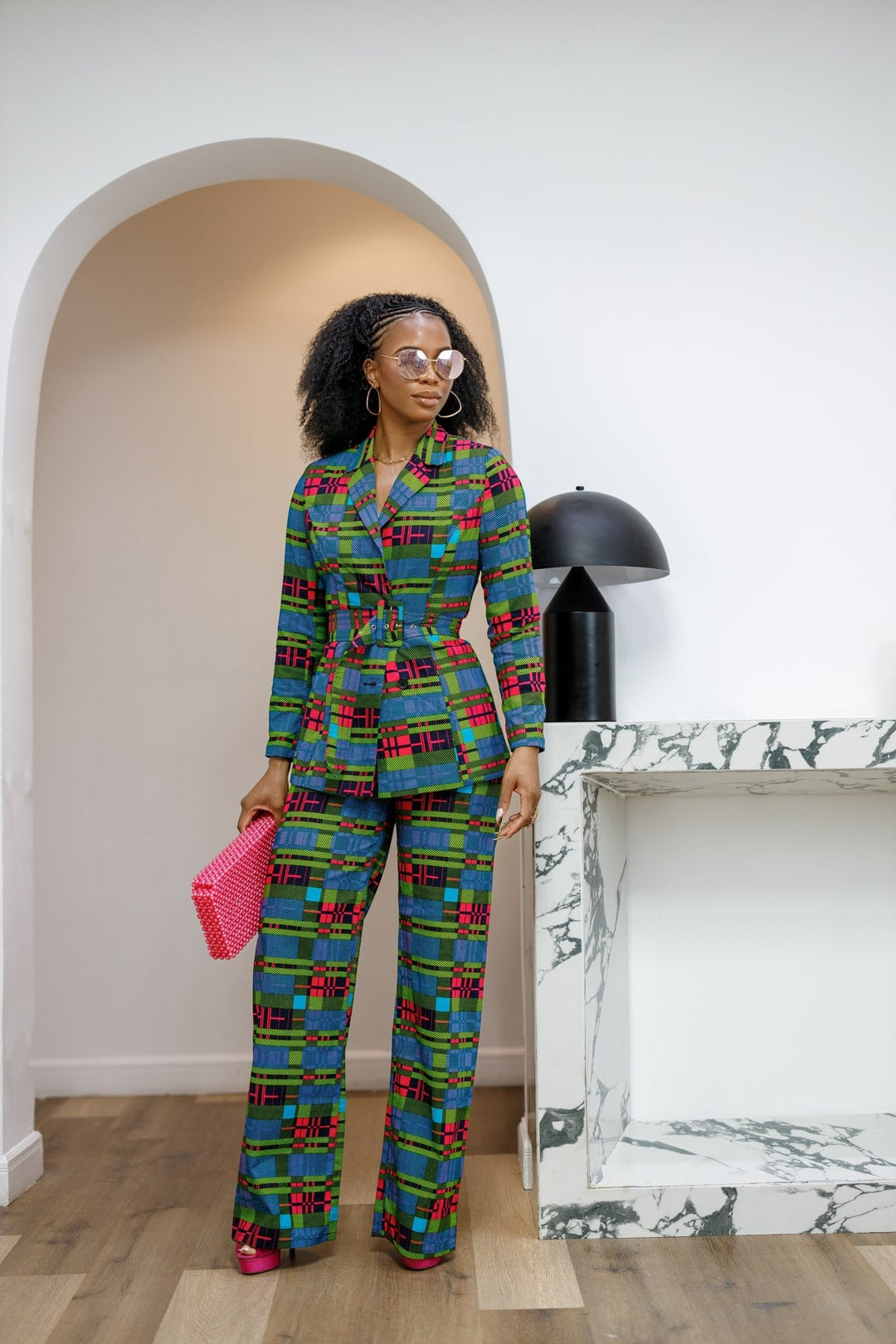 ZYLA AFRICAN PRINT TWO PIECE SUIT SET [CHECK PRINT] - Especially Yours