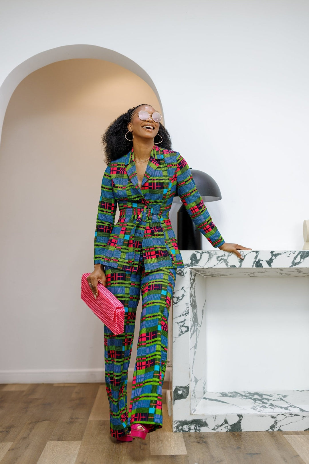 ZYLA AFRICAN PRINT TWO PIECE SUIT SET [CHECK PRINT] - Especially Yours