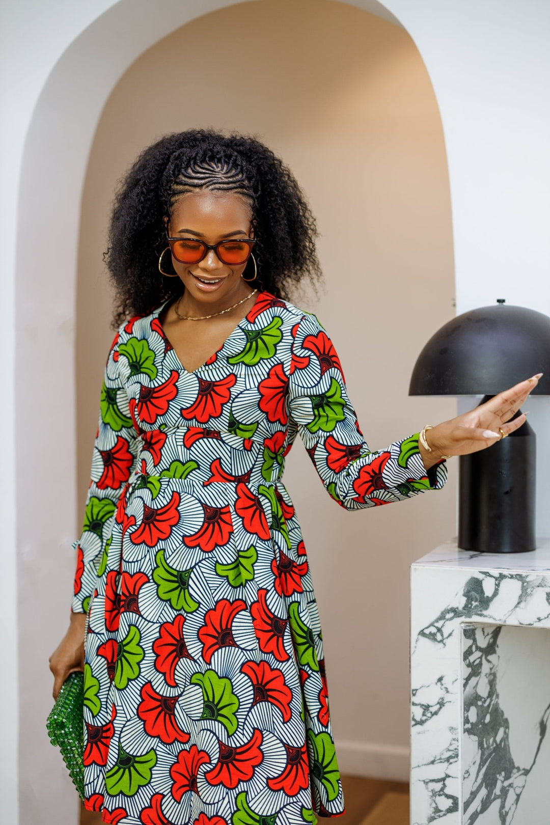 HIJA AFRICAN PRINT LONG SLEEVE MIDI DRESS [MULTICOLOR] - Especially Yours