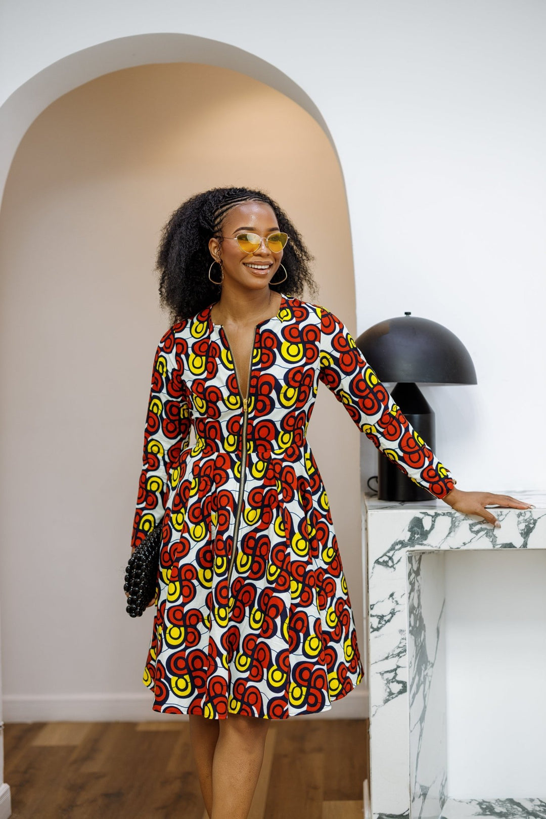 african print flare dresses African Print Fit & Flare Corset Midi Dress