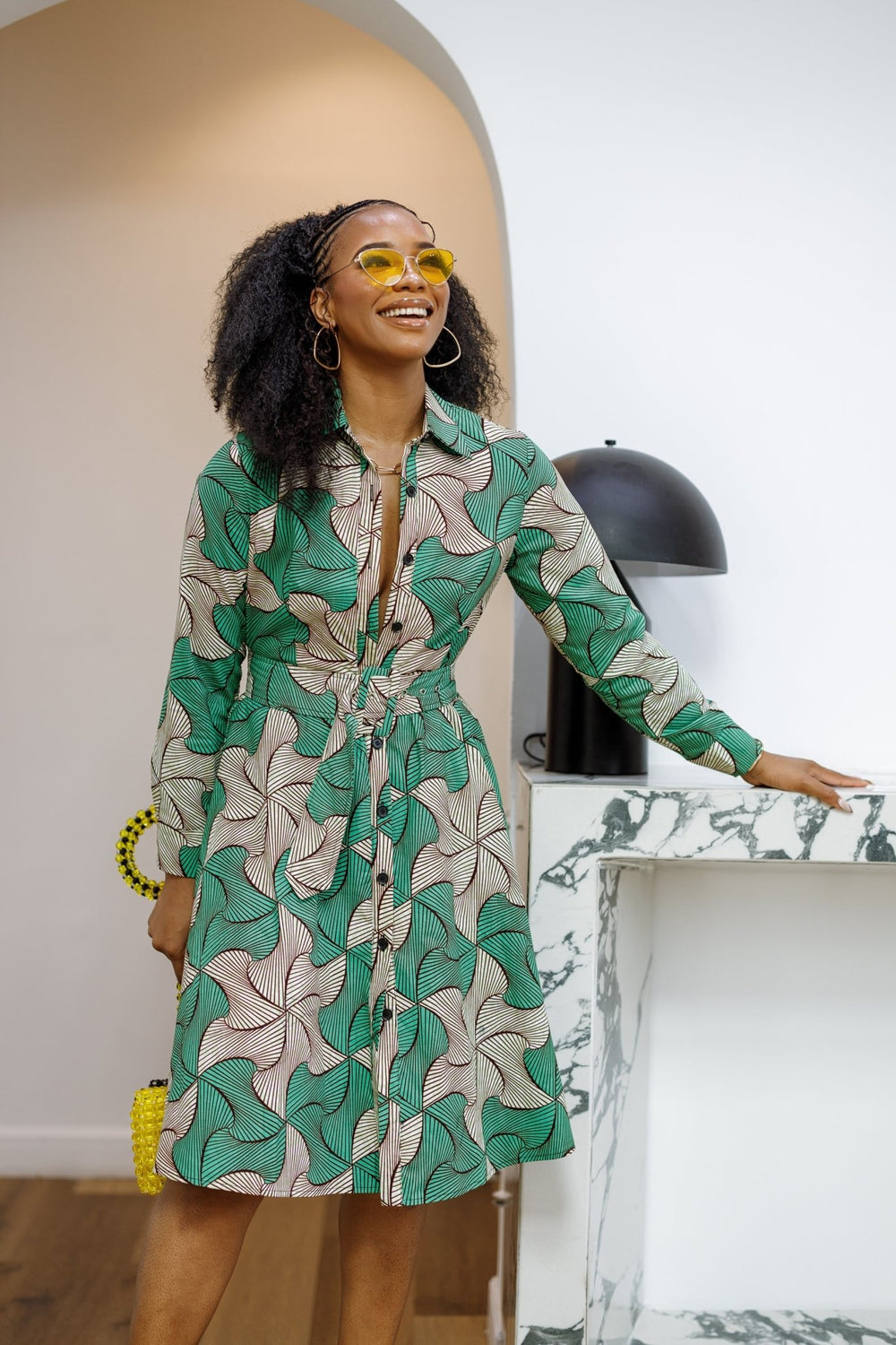 ELIZABETH AFRICAN PRINT BUTTON DOWN DRESS - Especially Yours