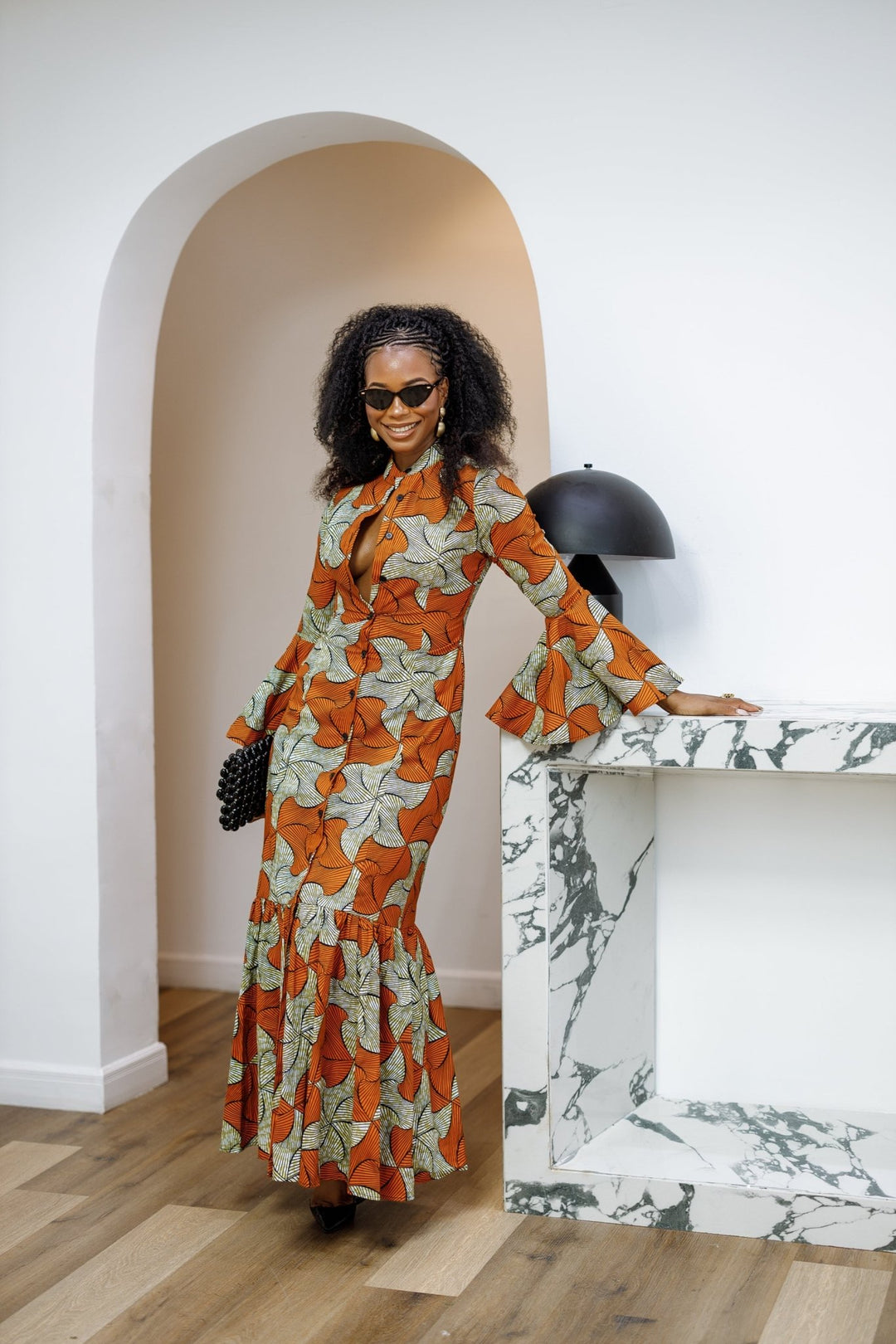 VIMBAI AFRICAN PRINT FLARE SLEEVE MAXI DRESS - Especially Yours