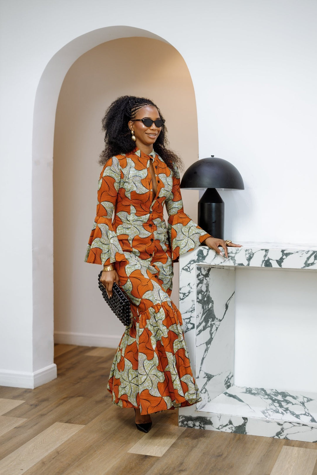 VIMBAI AFRICAN PRINT FLARE SLEEVE MAXI DRESS - Especially Yours