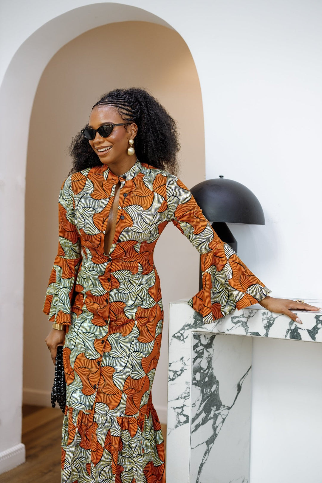 VIMBAI AFRICAN PRINT FLARE SLEEVE MAXI DRESS - Especially Yours