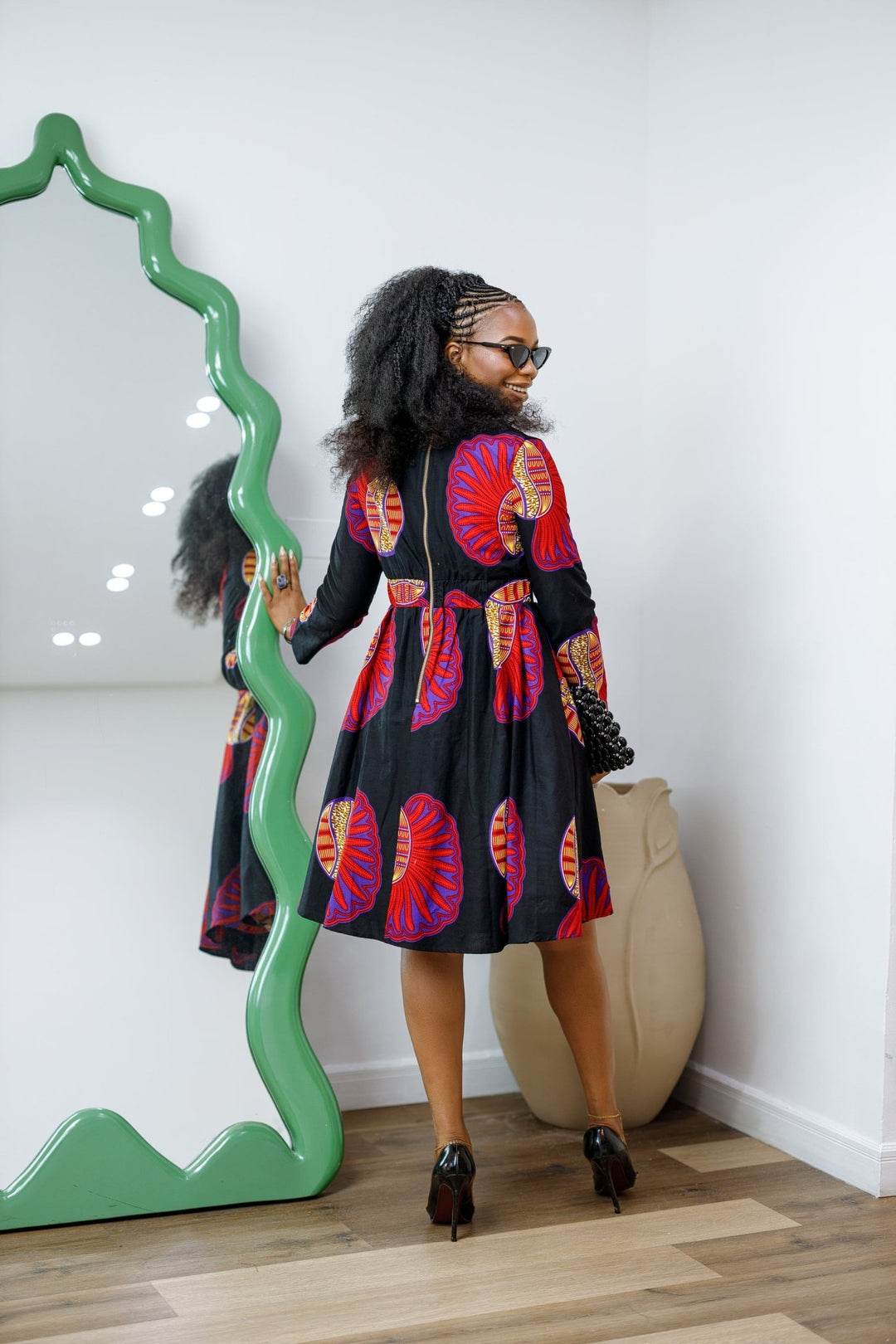 HIJA AFRICAN PRINT LONG SLEEVE MIDI DRESS - Especially Yours