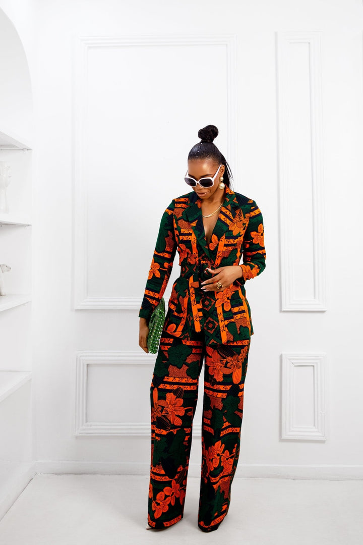 ZYLA AFRICAN PRINT SUIT SET [ORANGE] - Especially Yours
