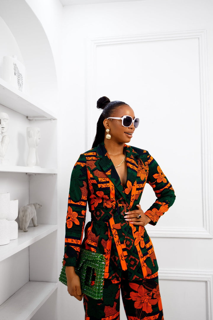 ZYLA AFRICAN PRINT SUIT SET [ORANGE] - Especially Yours