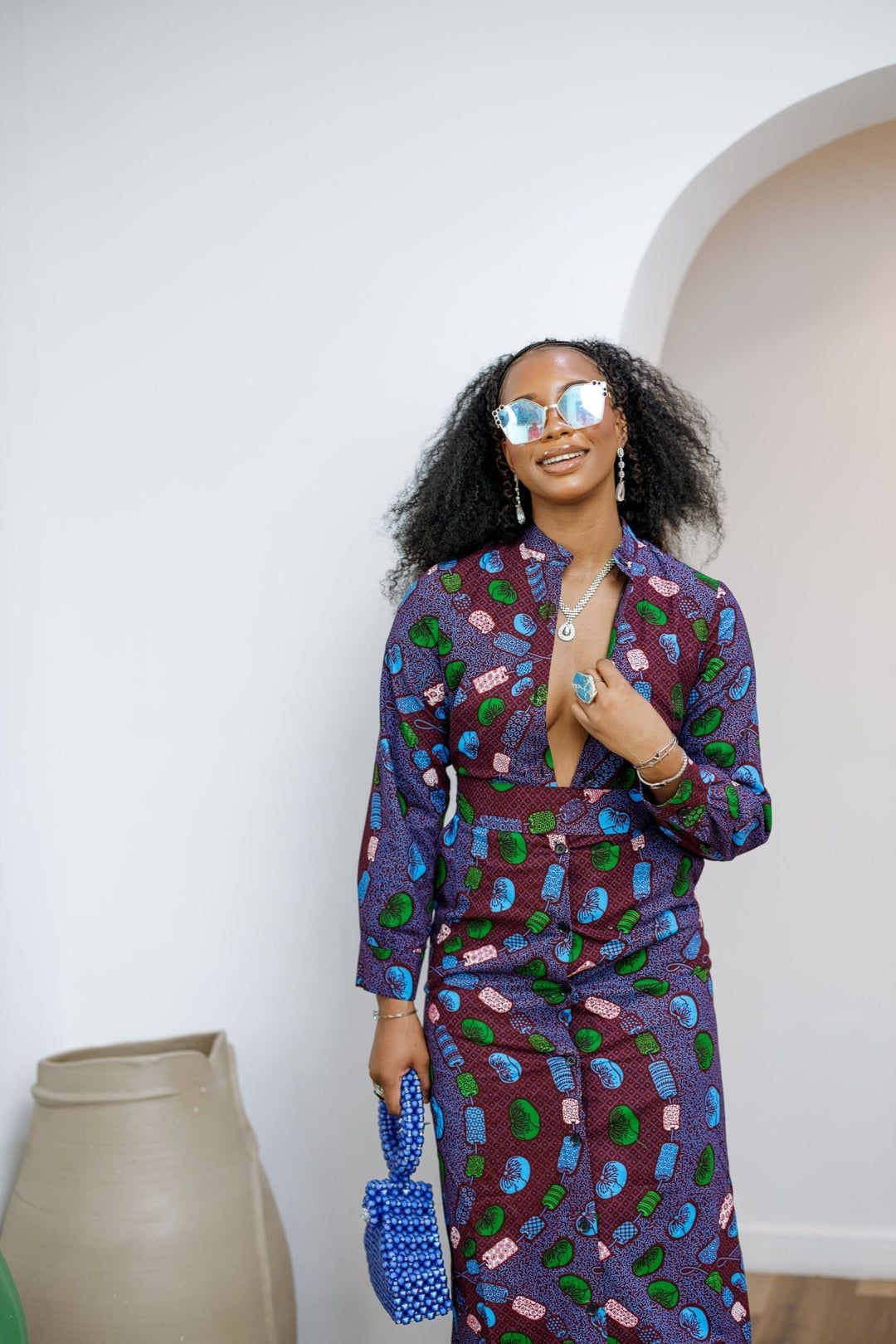 EMILY AFRICAN PRINT BUTTON MAXI DRESS [MULTICOLOR] - Especially Yours