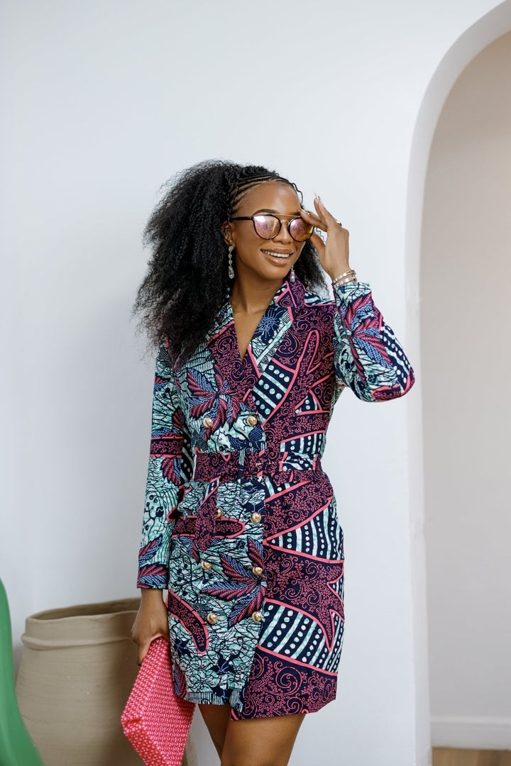 MOTUN AFRICAN PRINT BLAZER DRESS [MULTICOLOR] - Especially Yours